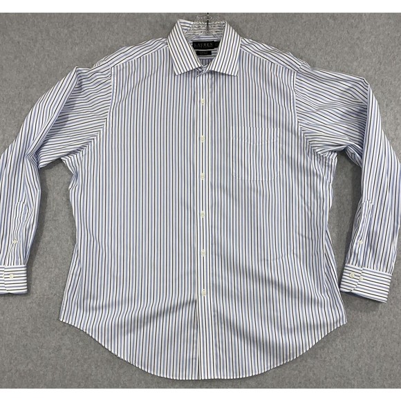 Polo Ralph Lauren Shirt Men's 17 1/2 36/37 Blue Striped Classic Fit Button Up‎ - Picture 3 of 11